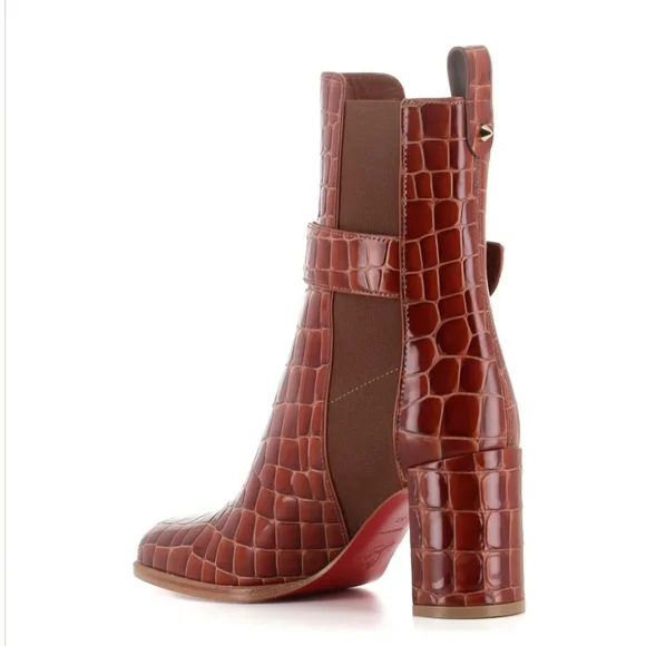 NWT$1,495 Christian Louboutin CL Chelsea Booty 70 Brown Boots Sz 38.5 , US 8.5 - Picture 4 of 16